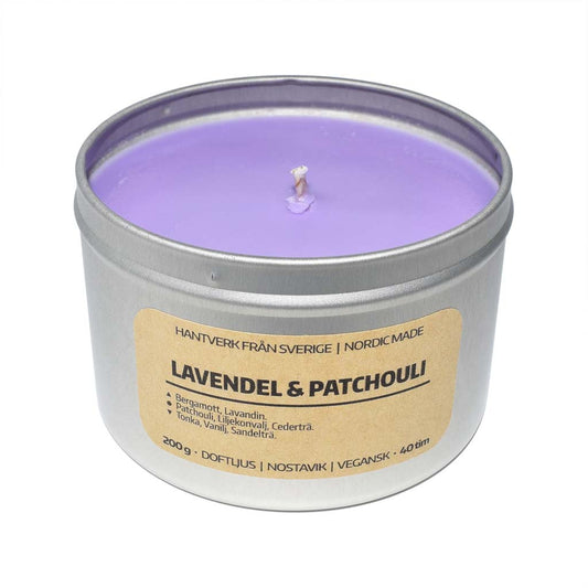 Doftljus Lavendel & Patchouli: Myggljus (Burk)