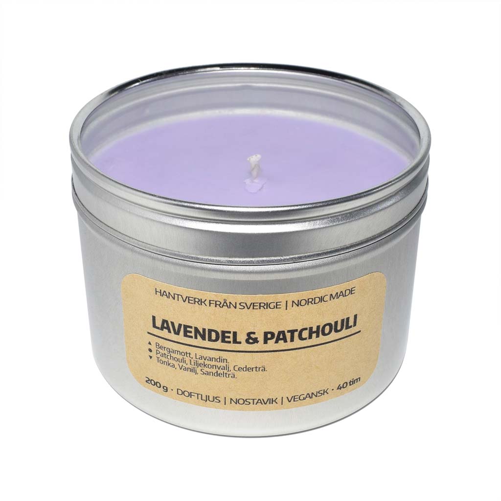 Doftljus Lavendel & Patchouli: Myggljus (Burk)