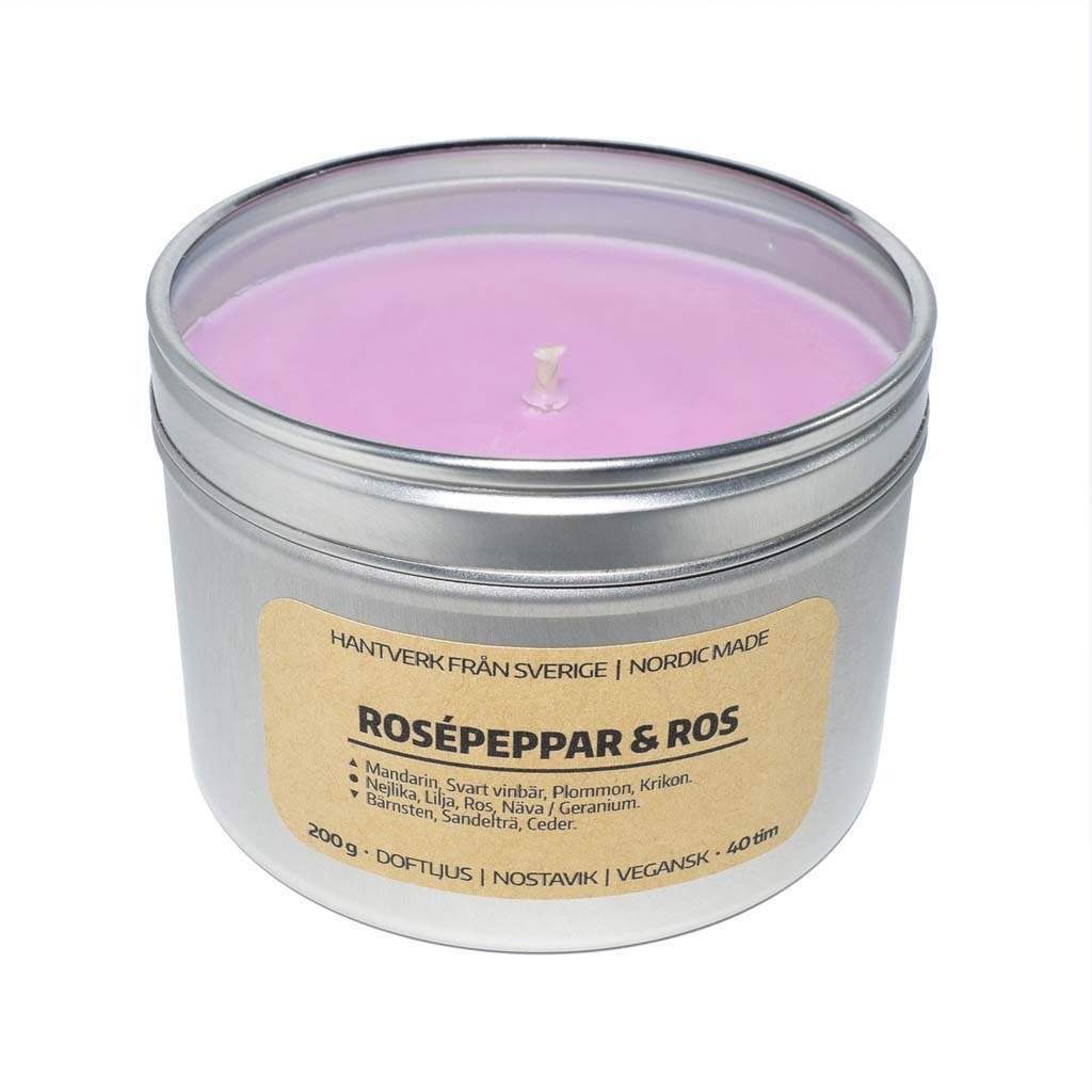 Doftljus Rosépeppar & Ros (Burk)