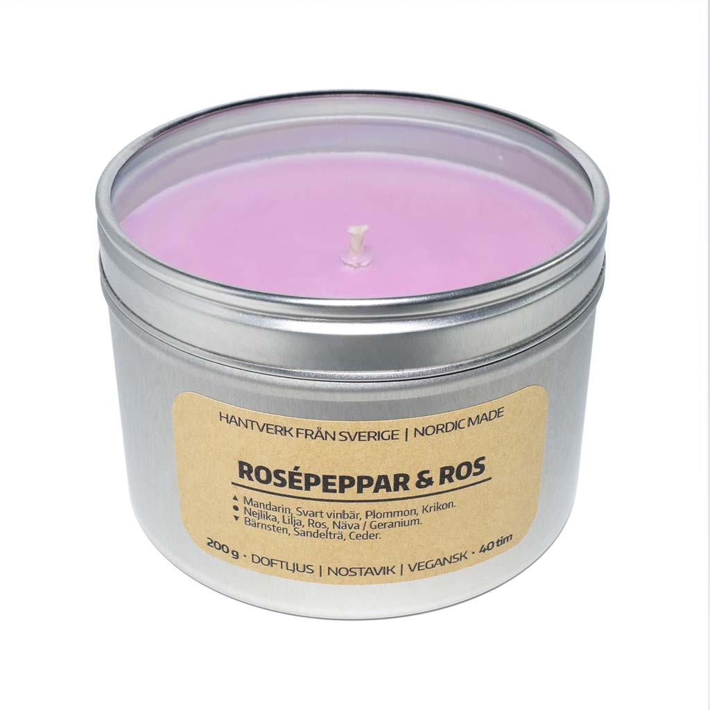 Doftljus Rosépeppar & Ros (Burk)