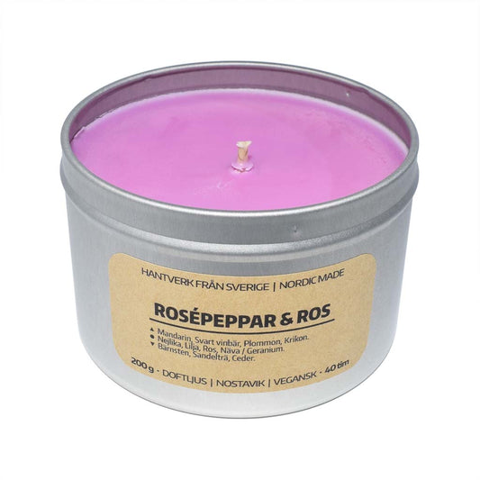 Doftljus Rosépeppar & Ros (Burk)