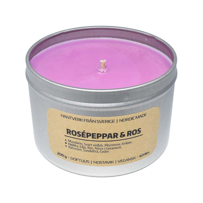 Doftljus Rosépeppar & Ros (Burk)