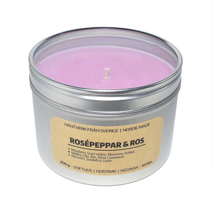 Doftljus Rosépeppar & Ros (Burk)